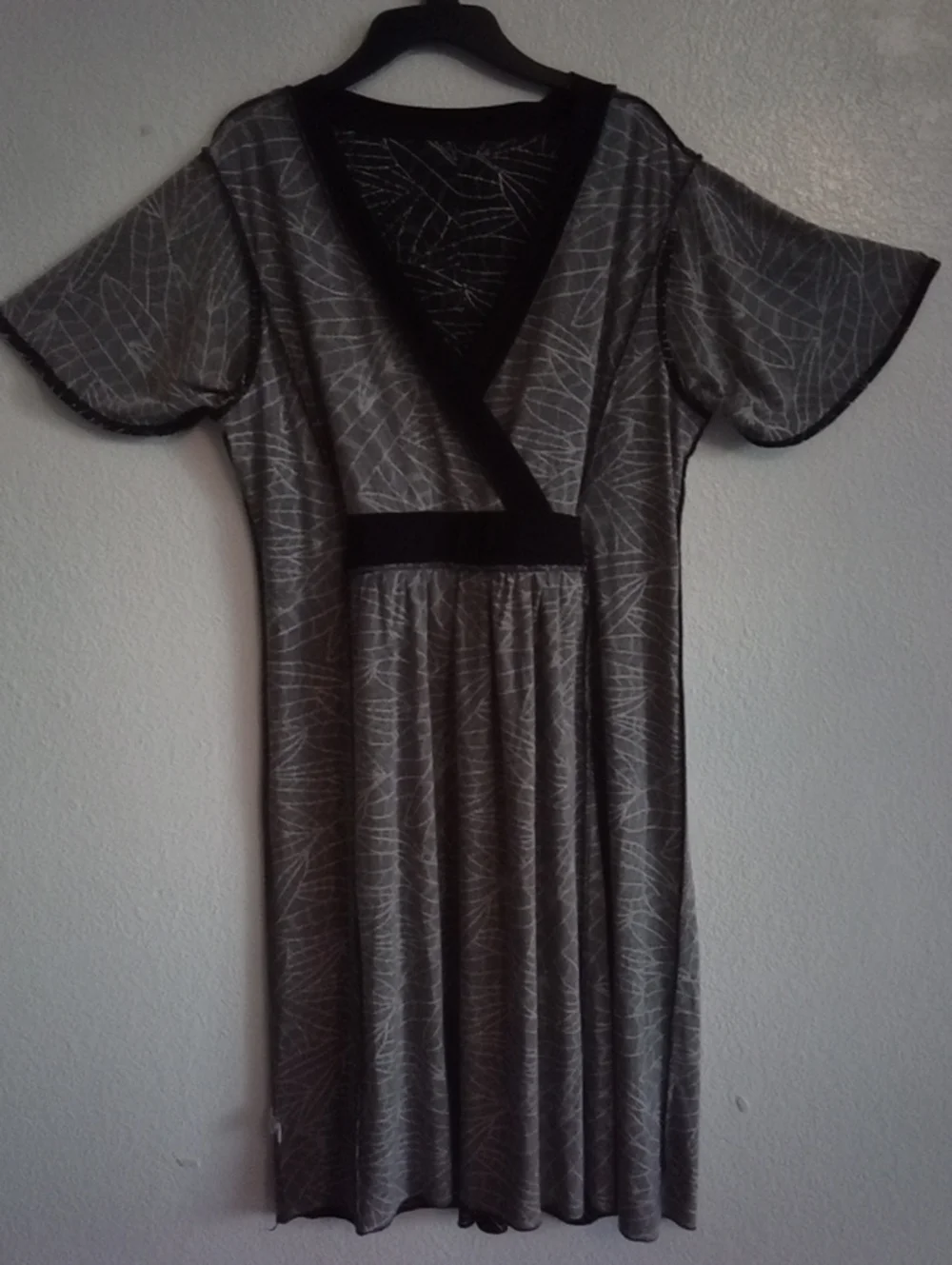 Enfocus Studio Black Dress with White Leaf Print